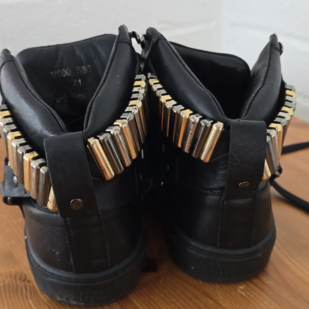 Versace Collection Black Leather Medallion High Top Sneakers Size 41 - Picture 4 of 13
